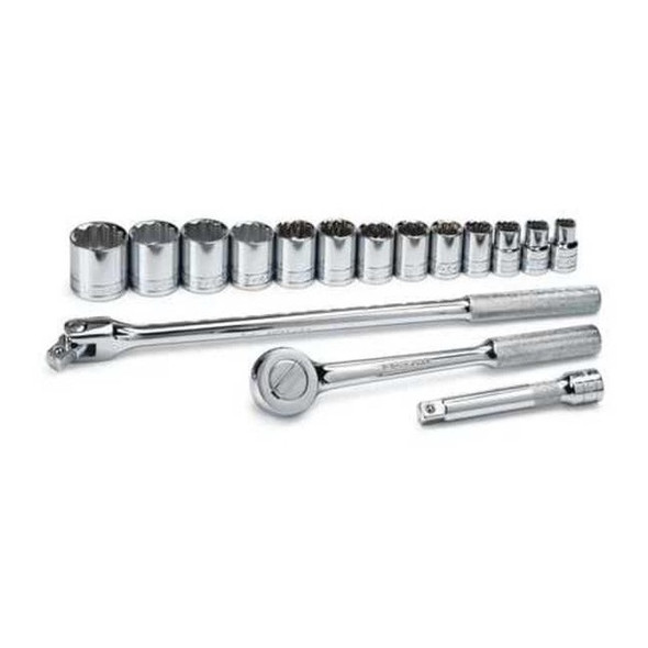 1/2" Drive Socket Set SAE 16 Pieces 7/16 in to 1 1/4 in , Chrome