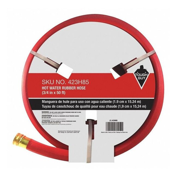 3/4 in ID x 50 ft L Water Hose, Rubber Tube, Blue, Brass x Aluminum Fitting