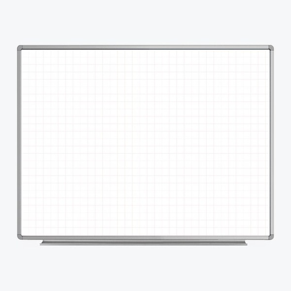 Luxor Wall-Mounted Magnetic Ghost Grid Whiteboard - 48 in  x 36 in WB4836LB