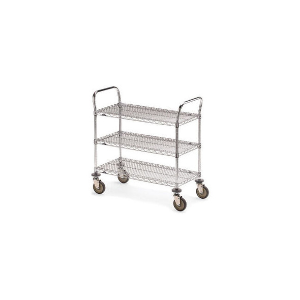 Metro Super Erecta Brite Wire Utility Cart w/3 Shelves 900 lb. Capacity 60""Lx18