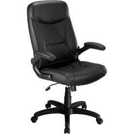 Interion Executive Chair With High Back & Flip-Up Arms Leather Black