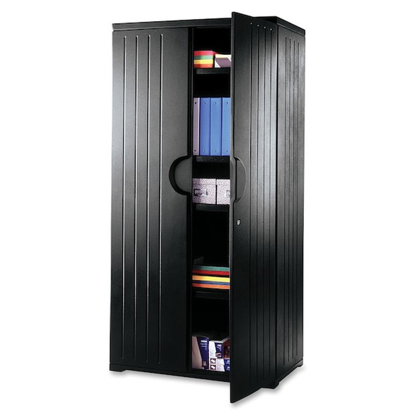 Iceberg Rough n Ready Storage Cabinet, Black, HDPE, 4 Shelves, 36 in W x 22 in D x 72 in H 92571