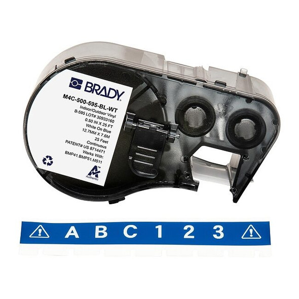 Brady Label/RibbonCartridge,Blue,Gloss,1/2inW M4C-500-595-BL-WT