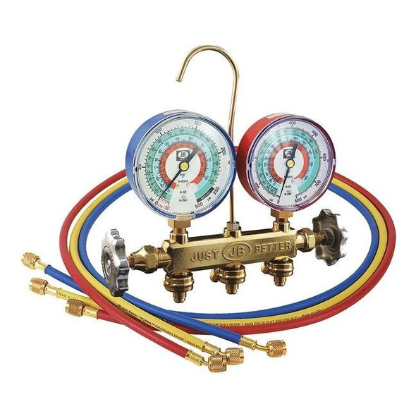 Jb Industries Mechanical Manifold Gauge Set,3 Valves 22733