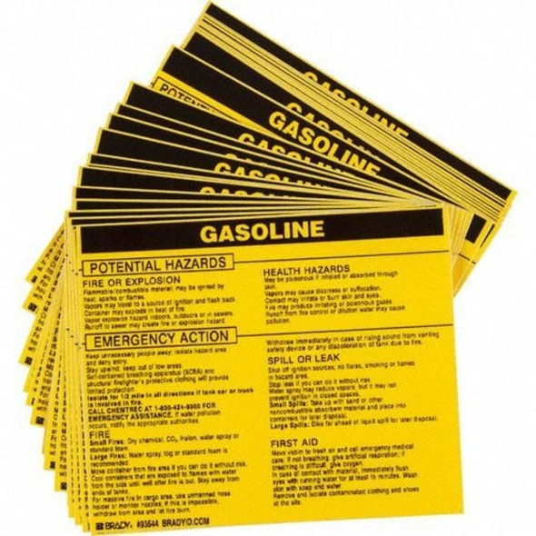 Brady Chemical Label, 3 3/4 in H, 4 1/2 in W, 93544,PK25 93544