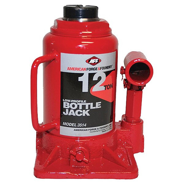 American Forge & Foundry Bottle Jack,12 ton,Max Lift 13" H 3514