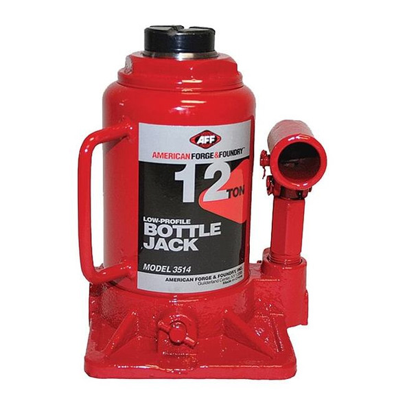American Forge & Foundry Bottle Jack,12 ton,Max Lift 13" H 3514