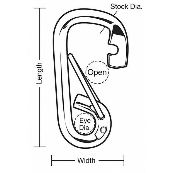 Lucky Line Spring Snap, HD, Steel, L 3 3/16 In, Snap Opening: 9/16 in 4GGP7