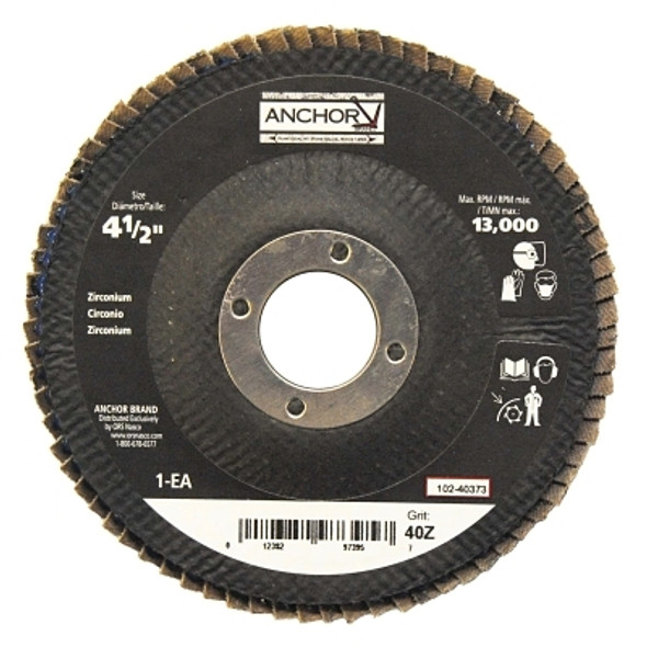 Abrasive High Density Flap Disc, 4-1/2 in dia, 40 Grit, 7/8 in arbor, 12000 RPM, Type 27