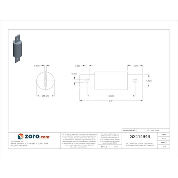 UL Class Fuse, J Class, Time-Delay, 200A, 600V AC, Indicating  LPJ-200SPI
