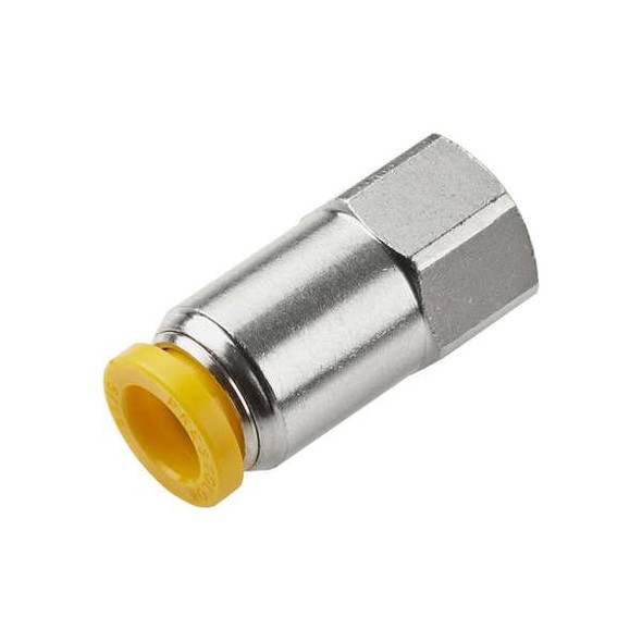 Parker Metric Metal Push-to-Connect Fitting, Brass, Silver 66PLP-10M-6G