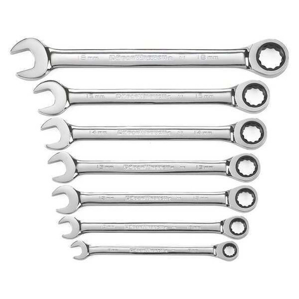 7 Piece 72-Tooth 12 Point Ratcheting Combination Metric Wrench Set