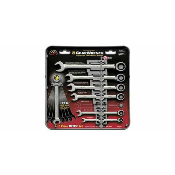 Gearwrench 7 Piece 72-Tooth 12 Point Ratcheting Combination Metric Wrench Set 9417