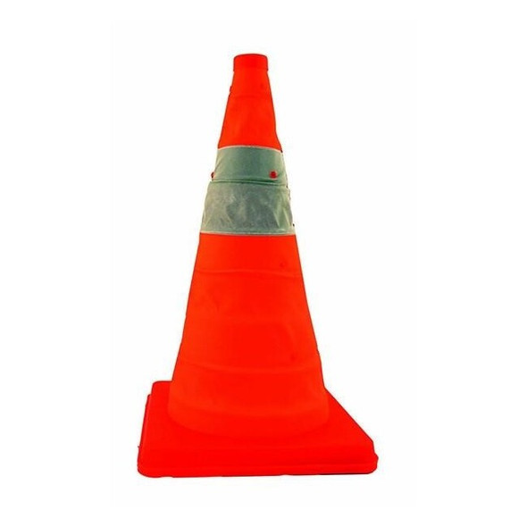 Cortina Pack & Pop Collapsible Cones, 18" w/o Feet, 2 lb ea, Orange, 4/Pkg