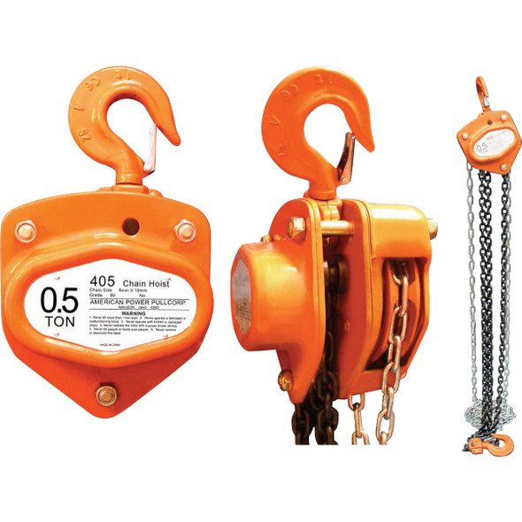 American Power Pull 1/2-Ton Capacity 10 Ft. Lift Manual Chain Hoist 405