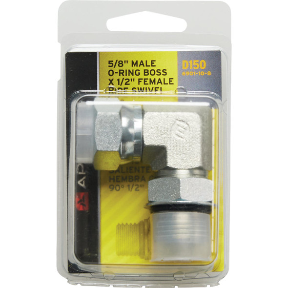 Apache 5/8 In. Male O-Ring x 1/2 In. Female Pipe Swivel 90 Deg Hydraulic Hose Adapter