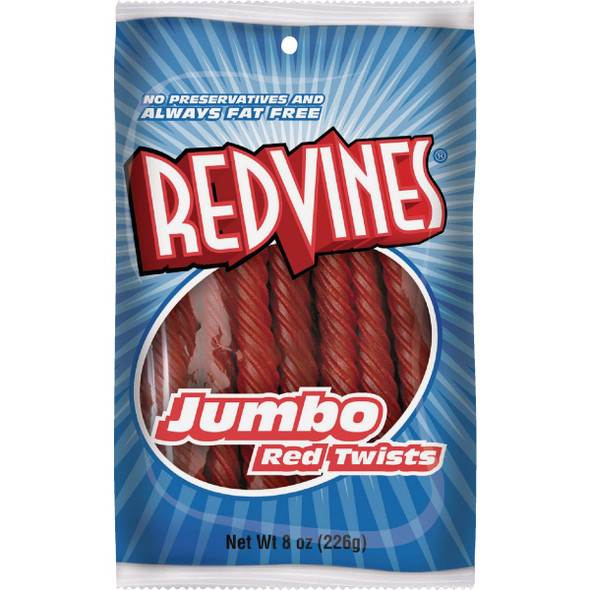 Red Vines 8 Oz. Jumbo Red Twist Licorice Candy AML00232 Pack of 12