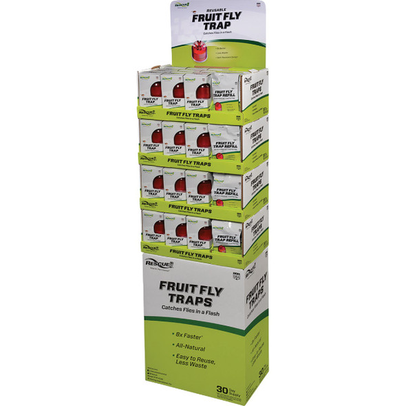 Rescue Reusable Fruit Fly Trap & Refill Display (48-Count) FFTR2-A-FD48