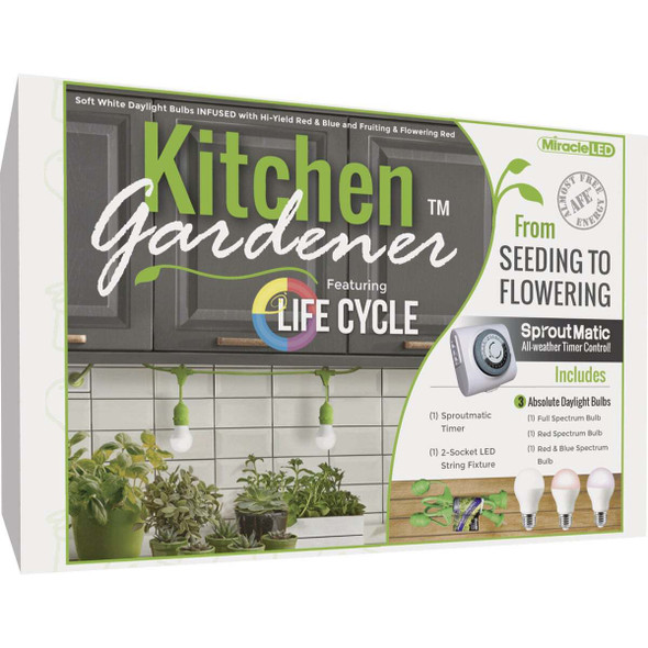 Miracle LED Kitchen Gardener 9W LED Grow Light Kit with SproutMatic Timer 603493