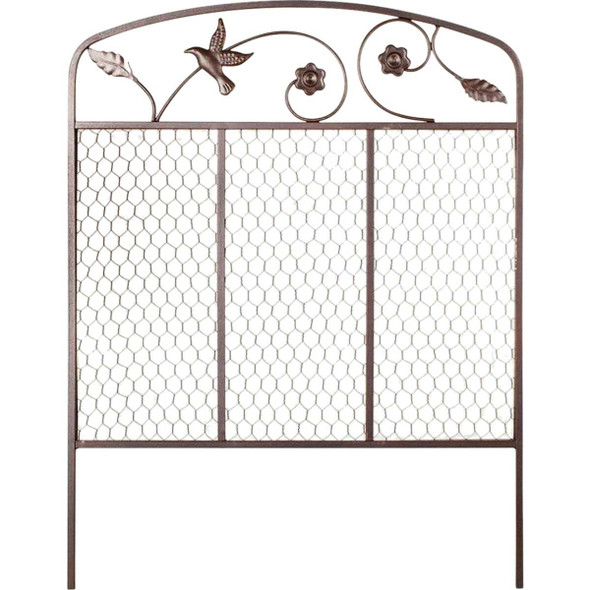 Panacea 24 In. W. x 32 In. H. Metal Bird & Flower Decorative Border Fence 83670
