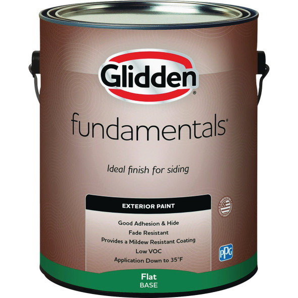 Glidden Fundamentals Exterior Paint Flat White Pastel Base Gallon GLFEXT10B1/01