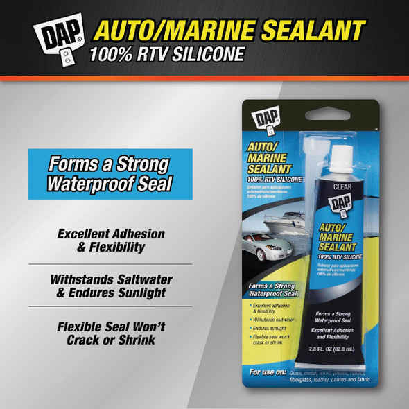 Dap 2.8 Oz. Clear Auto/Marine 100% RTV Silicone Sealant