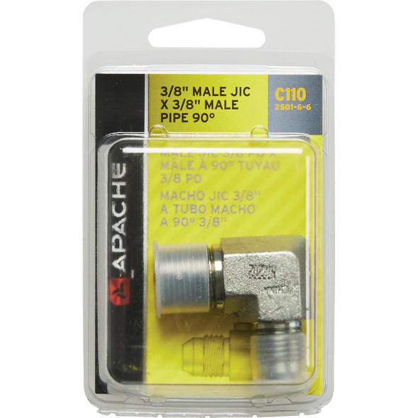 Apache 3-8 In. Male JIC x 3-8 In. Male Pipe 90 Deg Hydraulic Hose Adapter 39007025 758135