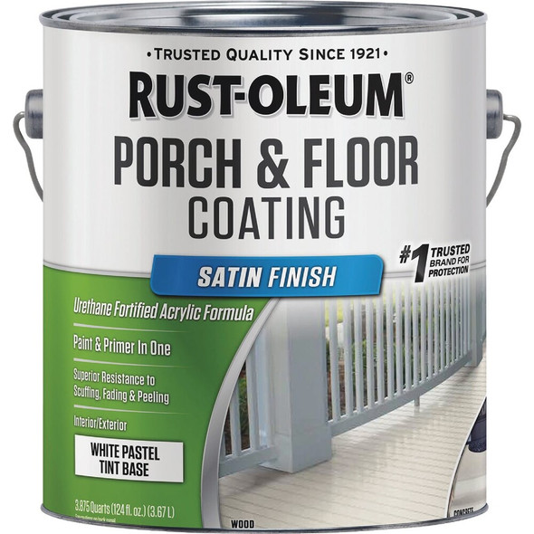 Rust-Oleum 1 Gal. Low VOC White Pastel Tint Base Satin Porch and Floor Coating 262360 790186