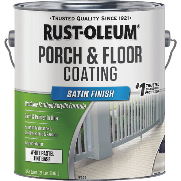 Rust-Oleum 1 Gal. Low VOC White Pastel Tint Base Satin Porch and Floor Coating