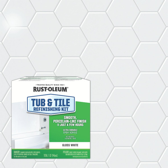 Rust-Oleum 1 Qt. Tub & Tile Gloss White Refinishing Kit 384165