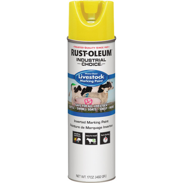 Rust-Oleum Industrial Choice 17 Oz. Fluorescent Yellow Livestock Marking Paint