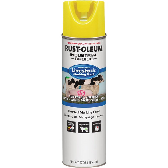 Rust-Oleum Industrial Choice 17 Oz. Fluorescent Yellow Livestock Marking Paint