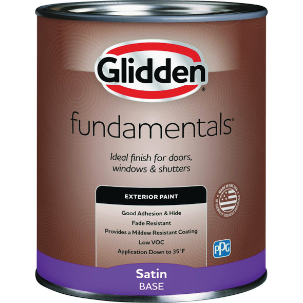 Glidden Fundamentals Exterior Paint SatinWhite Pastel Base Quart GLFEXT20B1/04