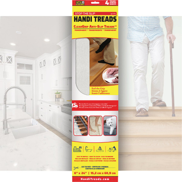 Handi Treads ClearGrip 6 In. W. x 24 In. L. Clear Non-Slip Grit Treads (4-Pack) Handi Treads ClearGrip 6 In. W. x 24 In. L. Clear Non-Slip Grit Treads (4-Pack)