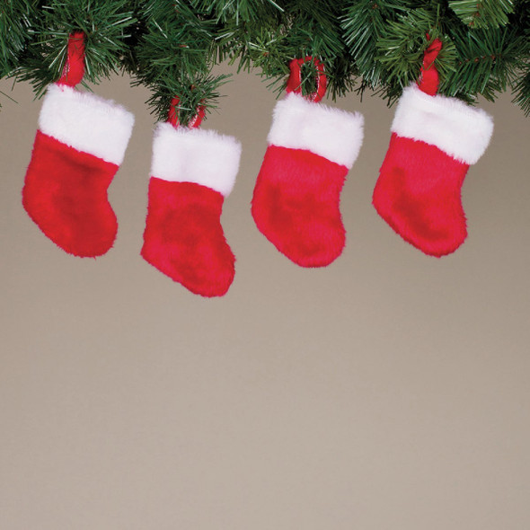 Gerson 6 In. Polyester Red Mini Stocking With Plush Cuff 199254