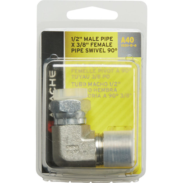 Apache 1/2 In. Male Pipe x 3/8 In. Female Pipe Swivel 90 Deg Hydraulic Hose Adapter