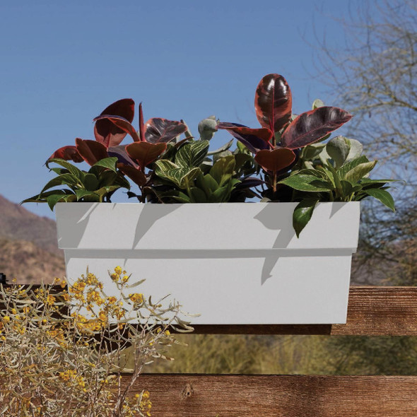 Bloem Finley 24 In. W. Recycled Ocean Plastic Casper White Rail Planter FDR2409 763752