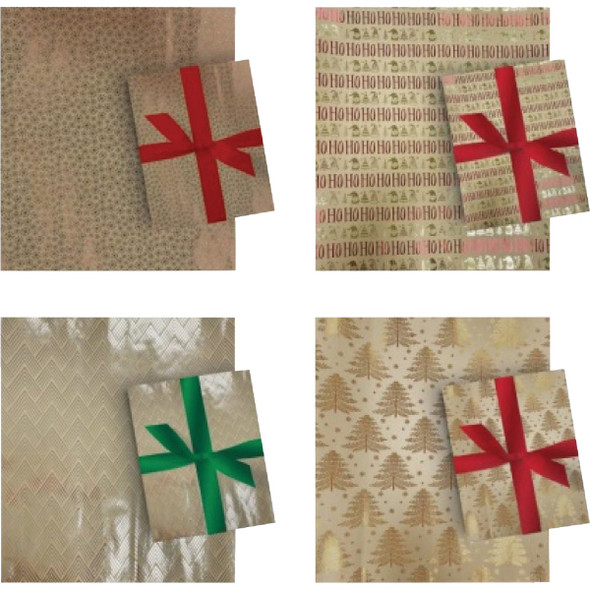 Paper Images 30 In. Hot Stamp Kraft Paper Gift Wrapping Paper Pack of 36