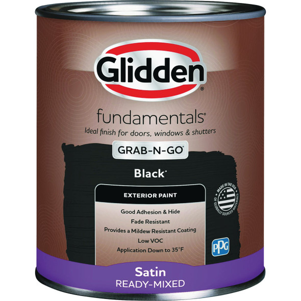 Glidden Fundamentals Exterior Grab-N-Go Black Satin Quart GLFEXT20BL/04