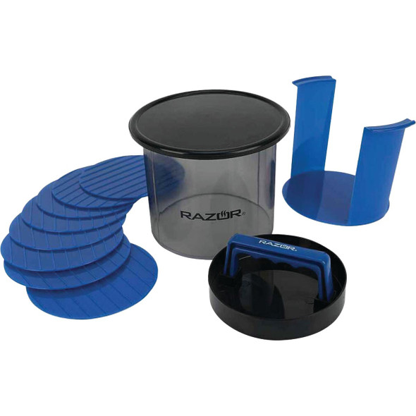 Mr. Bar-B-Q Razor 6 In. Burger Press Caddy (12-Piece) 08809RZ Mr. Bar-B-Q Razor 6 In. Burger Press Caddy (12-Piece) 08809RZ