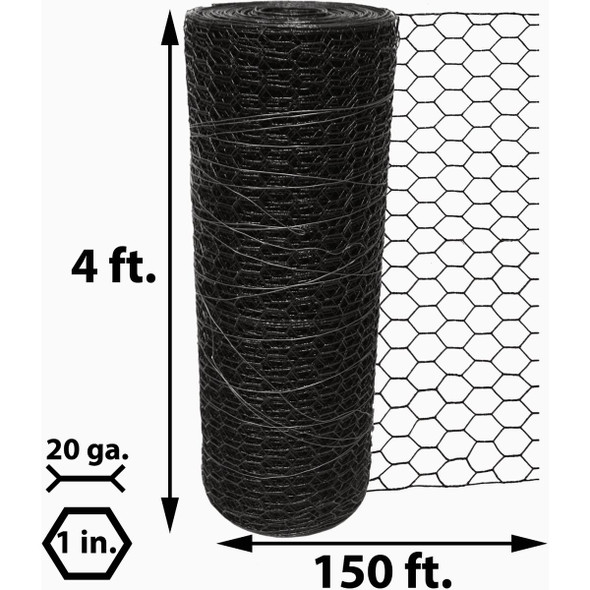 Acorn 1 In. x 48 In. H. x 150 Ft. L. Hexagonal  Vinyl-Coated Wire Poultry Netting Acorn 1 In. x 48 In. H. x 150 Ft. L. Hexagonal  Vinyl-Coated Wire Poultry Netting