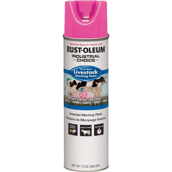 Rust-Oleum Industrial Choice 17 Oz. Fluorescent Pink Livestock Marking Paint