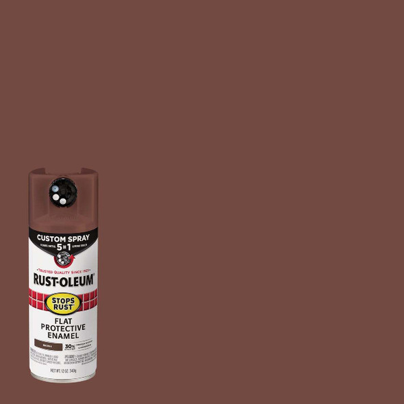Rust-Oleum Stops Rust 12 Oz. Custom Spray 5 in 1 Flat Spray Paint, Brown 376857