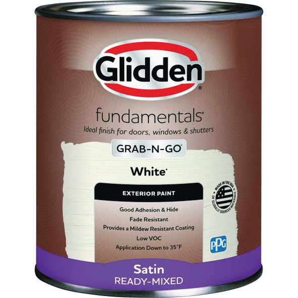 Glidden Fundamentals Exterior Grab-N-Go White Satin Quart GLFEXT20WH/04