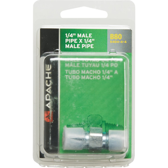Apache 1/4 In. Male Pipe x 1/4 In. Male Pipe Hydraulic Hose Adapter Apache 1/4 In. Male Pipe x 1/4 In. Male Pipe Hydraulic Hose Adapter