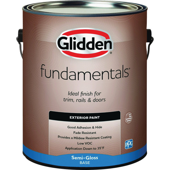 Glidden Fundamentals Exterior Paint Semi Gloss White Pastel Base Gallon