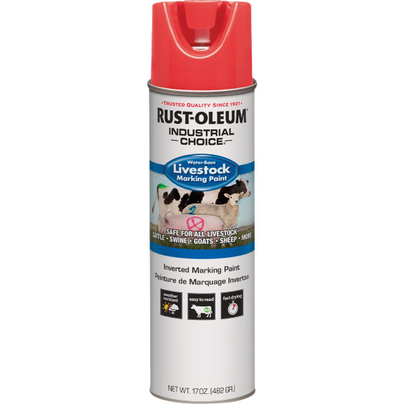 Rust-Oleum Industrial Choice 17 Oz. Fluorescent Red Livestock Marking Paint