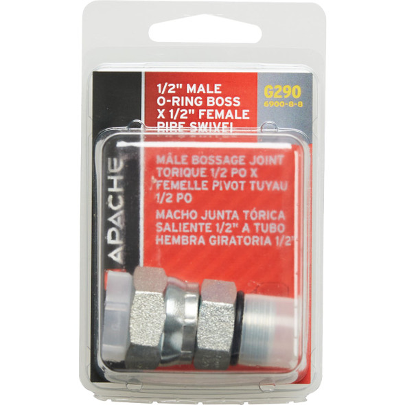Apache 1/2 In. Male O-Ring x 1/2 In. Female Pipe Swivel Hydraulic Hose Adapter