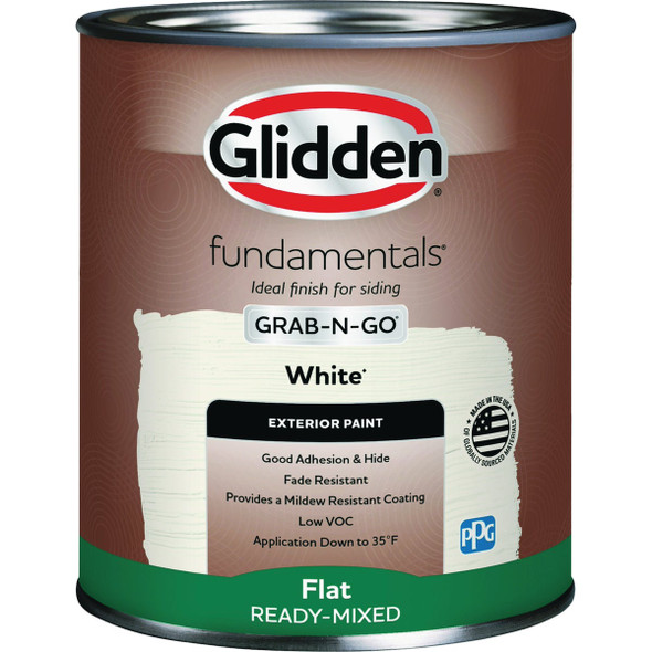 Glidden Fundamentals Exterior Grab-N-Go White Flat Quart GLFEXT10WH/04