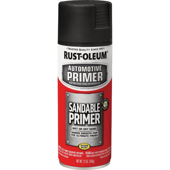 Rust-Oleum Automotive Sandable Primer Spray, 12 Oz., Black 249418